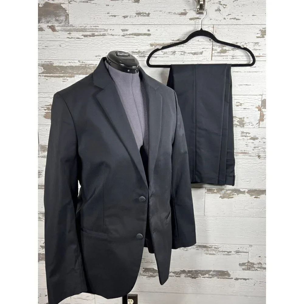 ALFANI Classic Fit Stretch Suit 2pc Black Size 33W/30L EUC